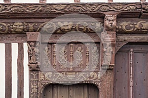 Carving detail of an old half-timbered house photo